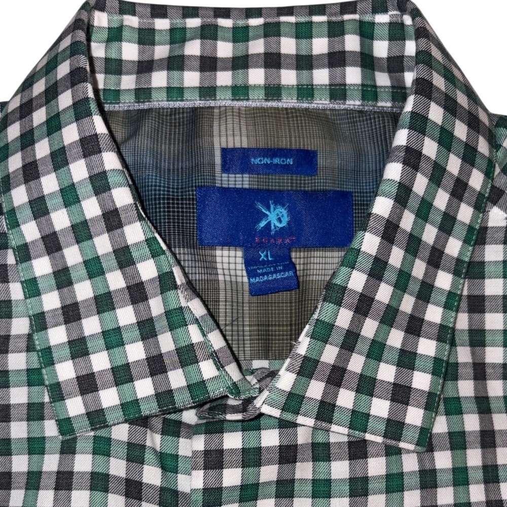 Egara XL Green Checkered Button Down Long Sleeve Shirt